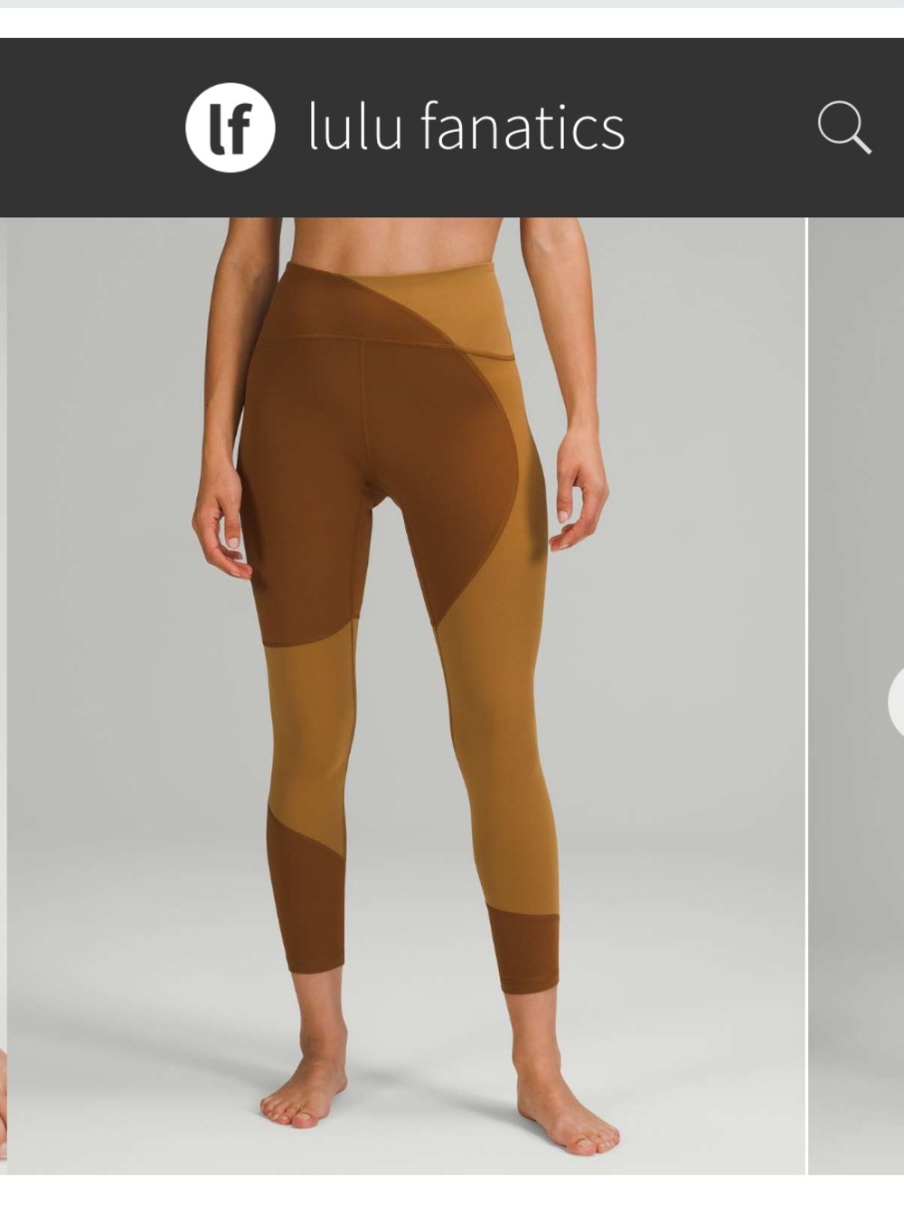 Lululemon Nulu Colour Block High-Rise Tight 25" Sz 6 Copper Brown Bold Beige